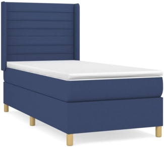 vidaXL Boxspringbett mit Matratze Blau 90x200 cm Stoff 3132047