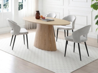 Vente-unique - Set Tisch ANTELADA + 4 Stühle NIYAMA - Holzfarben hell & Grau