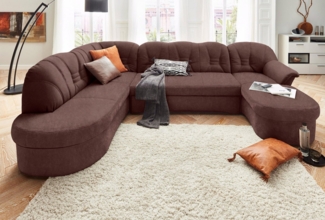 DOMO collection Wohnlandschaft Elva, zeitloses Design, elegante Rückensteppung, Breite 293cm, U-Form, wahlweise mit Bettfunktion und Federkern