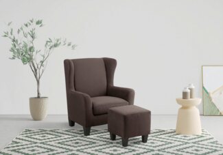 Home affaire Ohrensessel Chilly, Sessel mit Hocker und Federkern-Polsterung, (Set, 2-St, bestehend aus Sessel und Hocker), in Cord und Microfaser-Bezug, Unser Dauertiefpreis