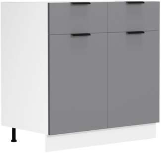 VCM Küchenmöbel Unterschrank Fasola 920533 Weiß / Anthrazit H. 82 x B. 80 x T. 46 cm
