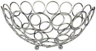 Macosa Home Dekoschale Silber metall 25 cm Brotkorb modern Tischdeko, Tischdeko Metallschale Obstschale Obstkorb