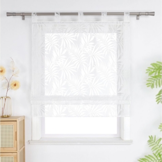 Joyswahl Raffrollo, mit Schlaufen, Ausbrenner Weiß Raffgardinen Landhausstil Schlaufenrollo für Fenster