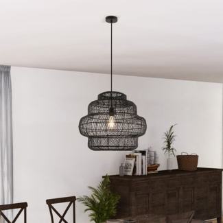 HOME DELUXE Hängeleuchte aus Rattan SIA - Schwarz