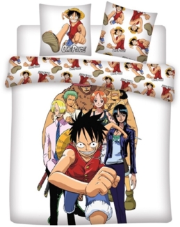 One Piece 3-teiliges Bettwäsche-Set – Decken- und Kissenbezug 240x220 + 65x65 cm aus Polycotton