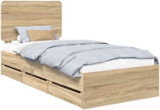 vidaXL Bettrahmen Sonoma-Eiche 75 x 190 cm Ingenieurs Holz 3412646