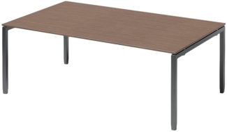 BISLEY Cito Chefarbeitsplatz/Konferenztisch, 650-850 mm höheneinstellbares U-Gestell, Metall, Wn334 Dekor Nußbaum, Gestell Anthrazitgrau, 120 x 200 x 85 cm