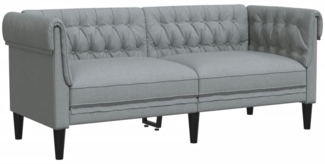 vidaXL Chesterfield-Sofa 2-Sitzer Hellgrau Stoff 372547