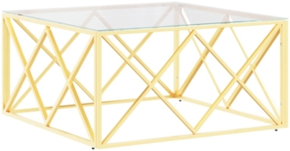 Couchtisch, Sofatisch 80x80x40 cm Edelstahl und Glas