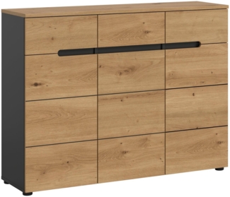 furnling Schuhkommode Cano, Schuhschrank, für 24 Paar Schuhe, Breite 120 cm, Basalt grau/Artisan
