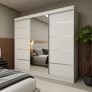 Compleo Schwebetürenschrank mit Spiegel 240 cm breit, Elegant design, Kaschmir