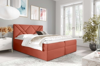 99rooms Umbro Boxspringbett 140x200 cm Velours MONOLITH Korallenrot