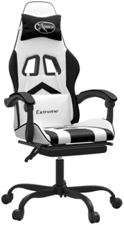 vidaXL Gaming-Stuhl mit Fußstütze Weiß und Schwarz Kunstleder 3143912