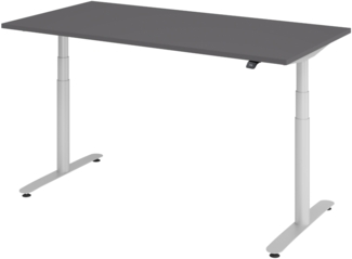 bümö elektrisch höhenverstellbarer Schreibtisch 160x80 cm mit Memory, Bluetooth & App-Steuerung - Schreibtisch höhenverstellbar elektrisch , elektrischer Schreibtisch graphit, Gestell silber, XDLR-16-G-S