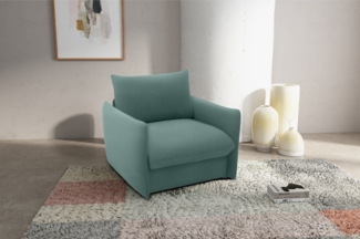 DOMO. collection Sessel 700023, Polstersessel, Schlaffunktion, Federkern, Füße mit Filzgleitern, Armsessel, Cocktailsessel, Loungesessel, 105 x 100 x 95 (BxTxH), blau (pertrol)