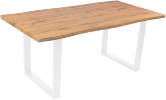 Esstisch Baumkante Holz-Optik Wildeiche 180 x 90 U-Gestell weiß JOSY 142463989