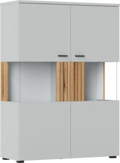 Highboard Vitrine Vero 100x40x138cm grau Evoke Eiche MDF