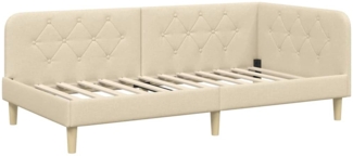 vidaXL Eckbettgestell mit Kopfteil Creme 90x200 cm Stoff 42016575