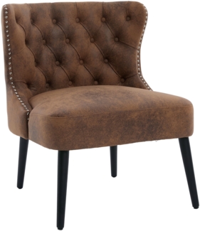 LVHOM Polsterstuhl mit Microsuede-Bezug, Esszimmerstühle mit Knopfheftung, ohne Armlehnen, Massivholz Beine, Für Wohnzimmer, Büro & Schlafzimmer, Braun