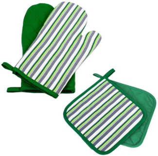 Delindo Lifestyle Topfhandschuhe Ofenhandschuhe, Topflappen, (4er Sparset, 4-tlg, bestehend aus 2x Ofenhandschuh + 2x Topflappen), Hitzebeständig bis 250 °C für maximal 15 Sekunden