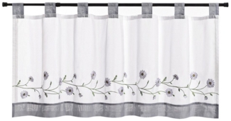 Joyswahl Scheibengardine (1 St), Schlaufen, transparent, Bestickte Voile Kurzstores, Pastorale Landhausstil Bistrogardine