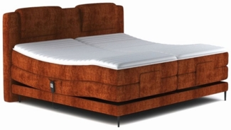 Sofa Dreams Boxspringbett Stoffbett Calais Webstoff Braun 160x200 cm Komplettbett Modern Bett, mit Topper, zwei Matratzen und elektrisch verstellbare Liegefläche