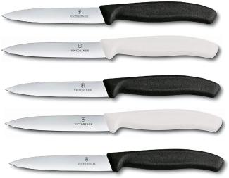 Victorinox Gemüsemesser Tomatenmesser Swiss Classic 10 cm (5er Set Schwarz / Weiß ohne Welle)