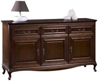 Casa Padrino Luxus Jugendstil Kommode mit 3 Türen und 3 Schubladen Dunkelbraun 166,1 x 45,6 x H. 95 cm - Luxus Qualität