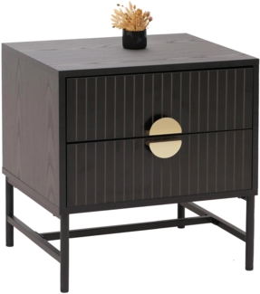 Nachttisch HWC-O39, Beistelltisch Nachtschrank Schrank, Schublade Melamin MDF Metall 50 x 48 x 39 cm ~ Holzoptik schwarz