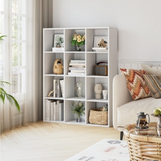 HOMECHO Bücherregal, Würfelregal mit 12 Fächern Weiß Standregal Raumteiler
