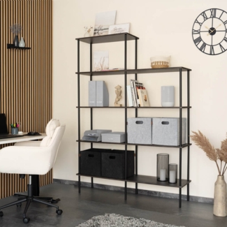 HOME DELUXE Regal INDU Dark Oak - (L x B x H): 140 x 35 x 196 cm