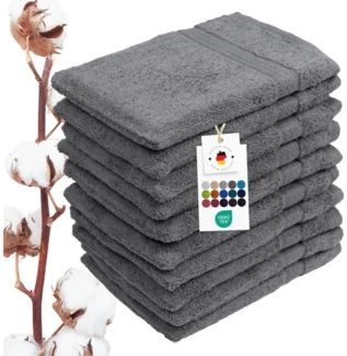 Carpe Sonno Waschhandschuh Waschlappen 10er Set Baumwolle Frottee Gesicht Körper Weich Saugstark, Frottier (Spar-Set, 10-St), 500 g/m² Handwaschlappen mit Aufhängeschlaufe Erwachsene Kinder Baby