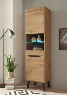 Vitrine Standvitrine Glasvitrine Torge 53cm artisan eiche schwarz grifflos MDF Modern