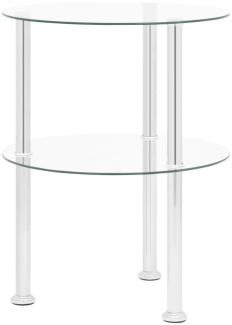 vidaXL Beistelltisch mit 2 Ablagen Transparent 38 cm Hartglas 322787