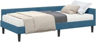 vidaXL Eckbettgestell mit Matratze Sonstiges 2 pcs Blau Samt 3393685