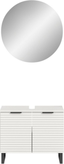 welltime Badmöbel-Set Litica, Breite 70 cm, hochwertige Rillenfräsung, Metallkufen, (2-St), best. aus.: Waschbeckenunterschrank, Spiegelschrank
