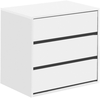 Dmora Antar-Kommode, Kommode mit 3 Schubladen, Niedrige Kommode für die Garderobeneinrichtung, Moderne Kommode, 60x44h57 cm, Weiß