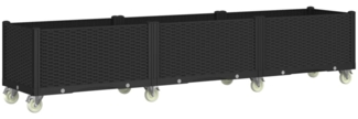 vidaXL Pflanzkasten mit Rollen Schwarz 240x50x54 cm PP 367990