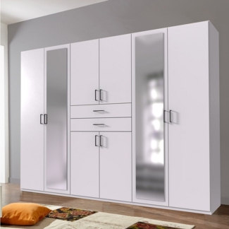 Lomadox Kleiderschrank DUNBAR-43 Drehtürenschrank 270cm, 8 Türen, 2 Schubladen, weiß
