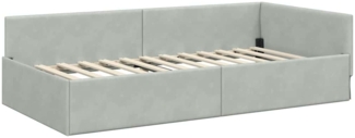 vidaXL Eckbettgestell mit Kopfteil Hellgrau 80 cm x 200 cm Stoff 42016061