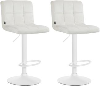 2er Set Barhocker Peru Samt weiß creme