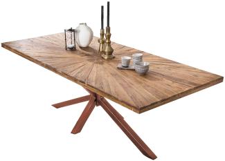 TABLES&CO Tisch 200x100 Teak Natur Metall Antikbraun