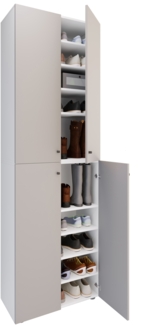 VCM Schuhschrank Lona 919224 Weiß / Grau H. 220 x B. 70 x T. 40cm