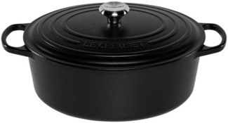 Le Creuset Bräter 'Signature' , Gusseisen , Oval, für alle Herdarten und Induktion geeignet, Schwarz, 33,0 cm
