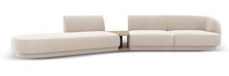 Micadoni Modulares Sofa Miley 4-Sitzer mit 1 Armlehne Links Samtstoff Helles Beige