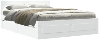 vidaXL Bettgestell mit Kopfteil ohne Matratze Weiß 120x190 cm 3295604