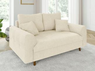 S-Style Möbel 2-Sitzer Sofa Kristian mit Braun Holzfüßen aus Chenille-Stoff, mit Wellenfederung