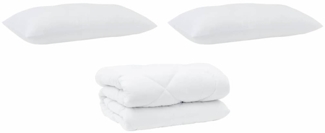 vidaXL Decke mit Kissen 3 pcs Weiß Mikrofaser und Daunenfedern 3377903