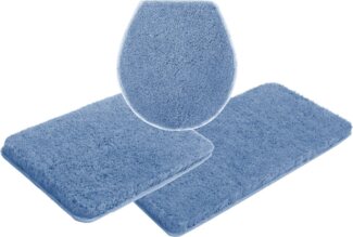 my home Badematte Porto, sehr feiner Flor, weich, Höhe 30 mm, rutschhemmend beschichtet, fußbodenheizungsgeeignet, schnell trocknend, strapazierfähig, Polyester, rechteckig, 3-tlg. Hänge-WC Set, Badteppich, waschbar, Badematten auch als 3 teiliges Set ...