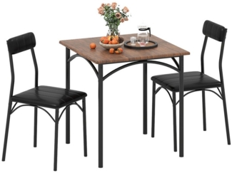 COSTWAY Essgruppe, (3-tlg), Esstisch mit 2 Stühlen, Sitzgruppe für Esszimmer